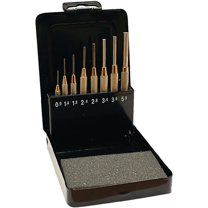 Promat - Jeu de chasse-goupilles 8 pièces 0,9-5,9 avec douille de guidage Coffret en métal