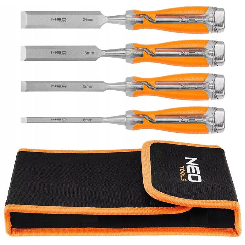 Jeu de ciseaux 6, 12, 18, 24 mm, manche bi-matière, en coffret - NEO TOOLS - 37-900