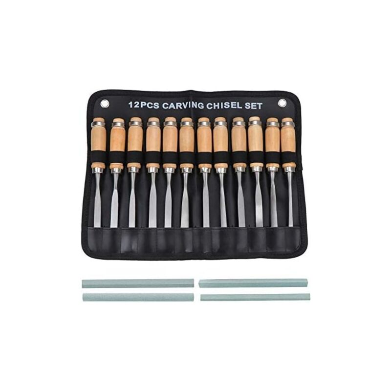 Jeu de ciseaux à main en bois sculpté, outil de ciselage pour le travail du bois 12 en 1 - 1pc