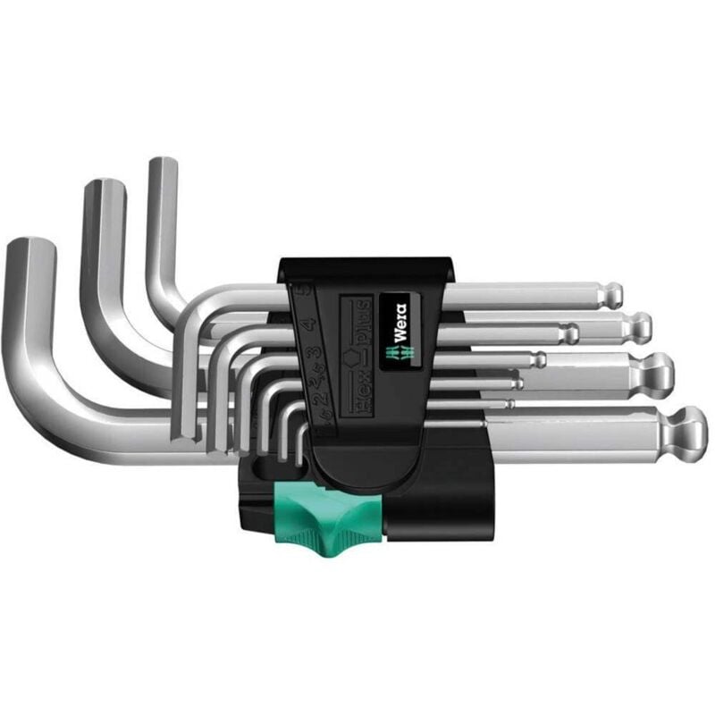 Wera - 950 PKS/9 sm n 6 pans intérieurs Jeu de clés mâles coudées 1.5 mm, 2 mm, 2.5 mm, 3 mm, 4 mm, 5 mm, 6 mm, 8 mm, 10
