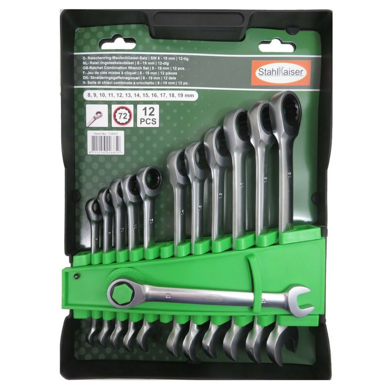Stahlkaiser - Jeu de clé mixtes à cliquet 8-19mm 13603