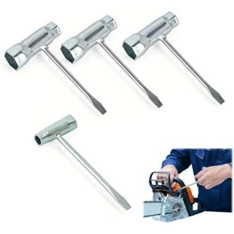 Jeu de Clés à Bougie pour Moteur 13 mm x 19 mm, Clé en T Tronçonneuse, Débroussailleuse et Tondeuse Gazon, 4 Pièces, Outil Durable Pratique Entretien -