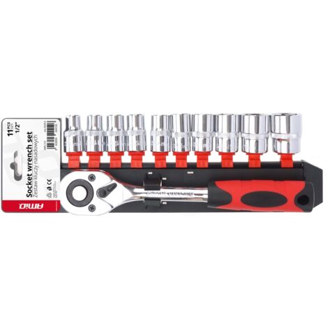 Jeu de clés à cliquet à douille 11 pièces 1/2" 10-24 mm amio-02412