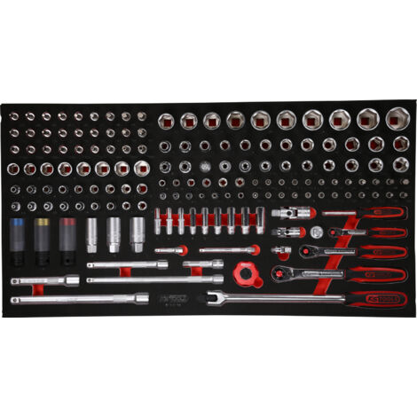 Jeu de clés à douille 1/4'' + 3/8'' + 1/2'' dans insert en mousse, 156 pcs KS Tools