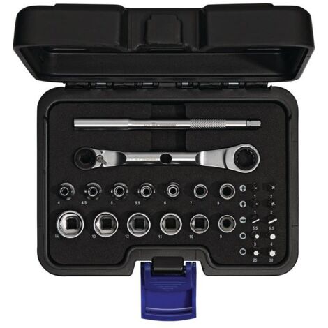 Jeu de clés à douille 25 pièces 1/4 po. ouverture de clé 4-14 mm 6 pans PROMAT