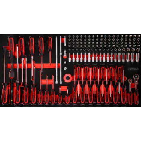 Jeu de clés à douille et de tournevis 1/4" dans insert en mousse, 146 pcs