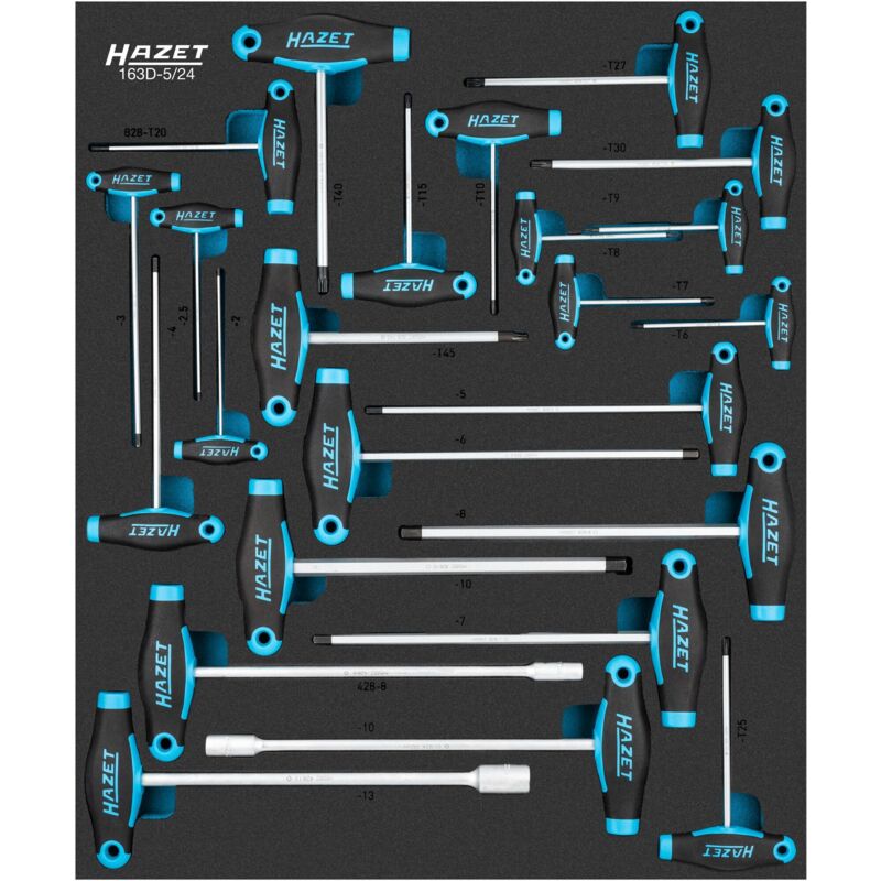 Hazet - Jeu de clés à douilles ∙ avec manche en t 163D-5/24 ∙ 24 pièces ∙ 2 – 13 ∙ T6 – T45