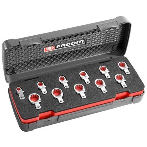 Facom – Coffret d'embouts polygonaux métriques 9x12 mm – 11 pièces – Finition chromée résistante à la corrosion – Utilisation d'une main