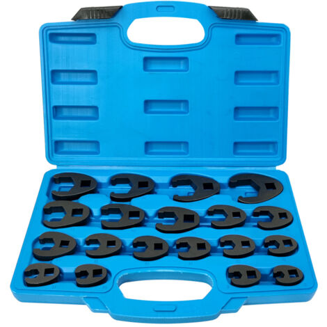 Jeu de clés à œil de 3/8" et 1/2", 19 pièces, outils métriques, tailles de 8 à 32 mm, jeu de clés à œil pour cliquet 3/8" et 1/2".