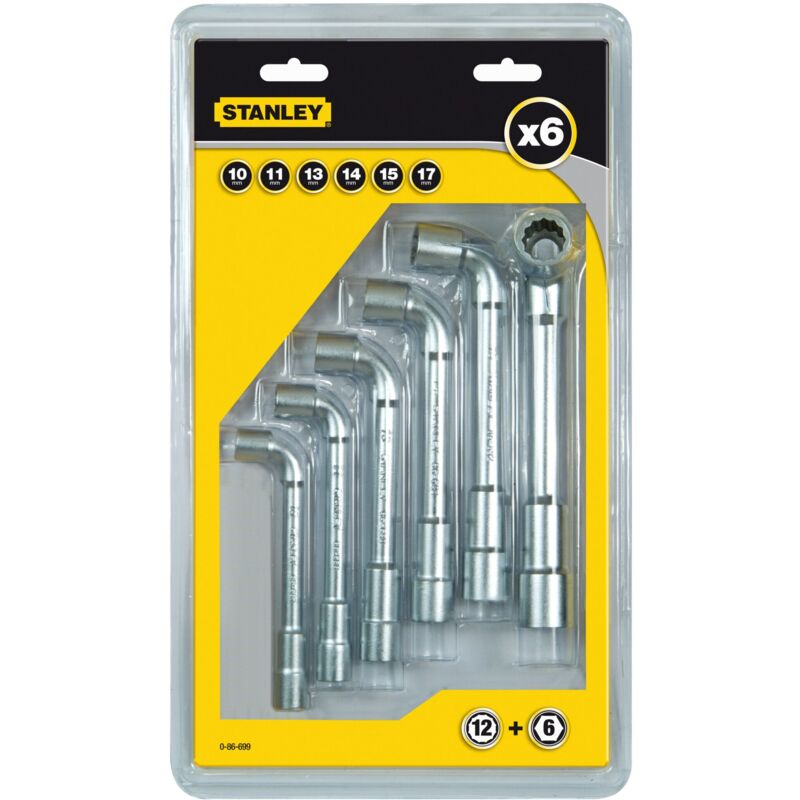 Jeu de 6 clés à pipe débouchée STANLEY 6x6 pans
