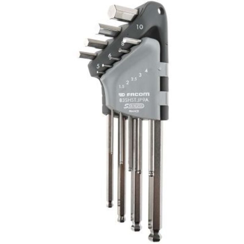 FACOM JEU DE 9 CLES MALES LONGUES 6 PANS INOX 83SHST.JP9A