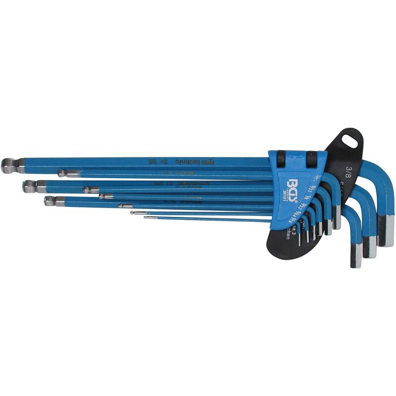 Bgs Technic - jeu de clés allen extra longues six pans intérieurs en pouce 9 pièces bgs 35101