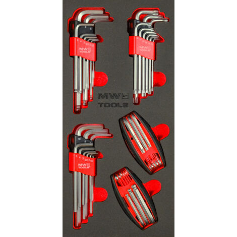 Jeu de clés Allen Hex et Torx 43 pièces module en mousse pour servante d'atelier MW Tools MWHTX5