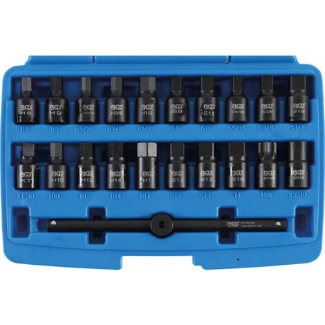 JEU DE CLES BGS TECHNIC POUR BOUCHON DE VIDANGE CARRE 3/8 - 21 PCS