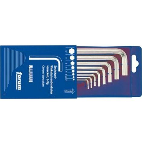 Jeu de clés coudées à 6 pans, 8 pièces, dans un boîtier coulissant en plastique, Contenu : 2 2,5 3 4 5 6 8 10 mm