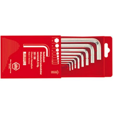 Jeu de clés coudées à 6 pans, dans un boîtier coulissant en plastique, Quantité : 8 pièces, Contenu 2 2,5 3 4 5 6 8 10 mm