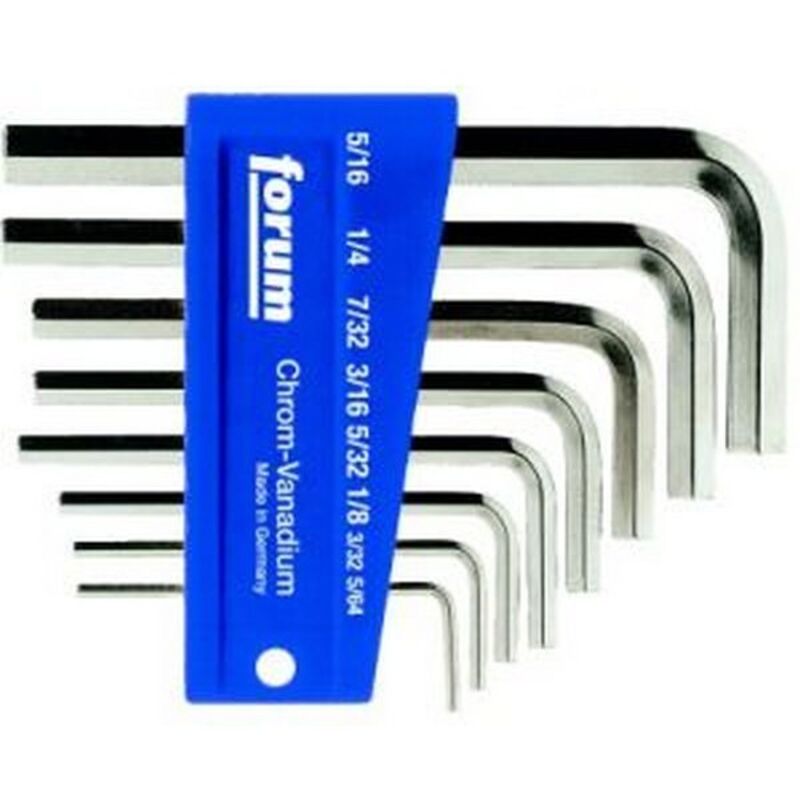 Forum - Jeu de clés coudées à 6 pans, en pouces américains, dans étui en plastique, 8 pièces, Contenu : 5/64 3/32 1/8 5/32 3/16 7/32 1/4 5/16 pouces