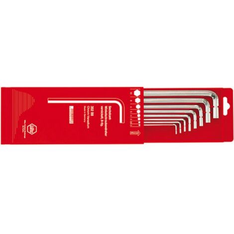 Jeu de clés coudées à 6 pans, modèle long, dans boîtier coulissant en plastique, 8 pièces, Contenu : 2 2,5 3 4 5 6 8 10 mm