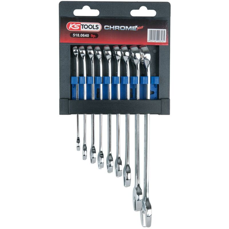 Kstools - Jeu de clés mixtes inclinées CHROMEplus, 9 pcs