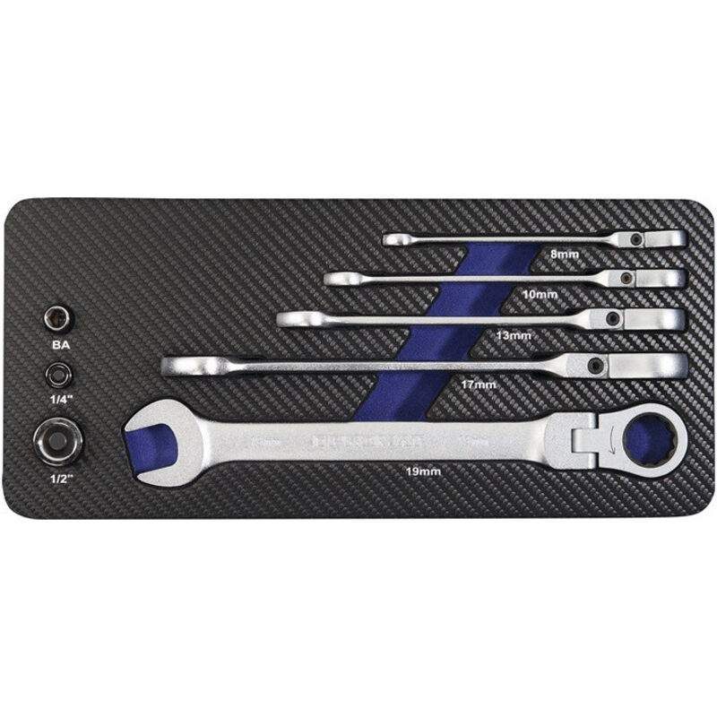 Promat - Jeu de clés mixtes à cliquet 8 pcs. ouverture de clés 8-19 mm côté anneau flexible