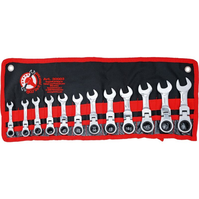 Bgs Technic - Jeu de clés mixtes à cliquet extra court 8 - 19 mm 12 pièces