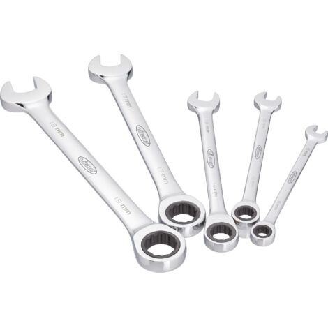 Jeu de clés mixtes à cliquet ∙ longues ∙ V2820 ∙ Profil à 12 pans extérieurs, Profil à 6 pans extérieurs ∙ 5 pièces ∙ 8 ∙ 10 ∙ 13 ∙ 17 ∙ 19 mm ∙ Nombre d'outils : 5