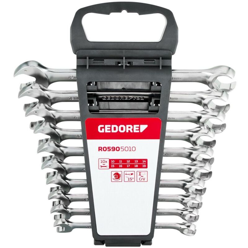Red 3301003 - Clé à cliquet mixte à extrémité ouverte 10-19mm 10 pcs. , R05905010 - Gedore