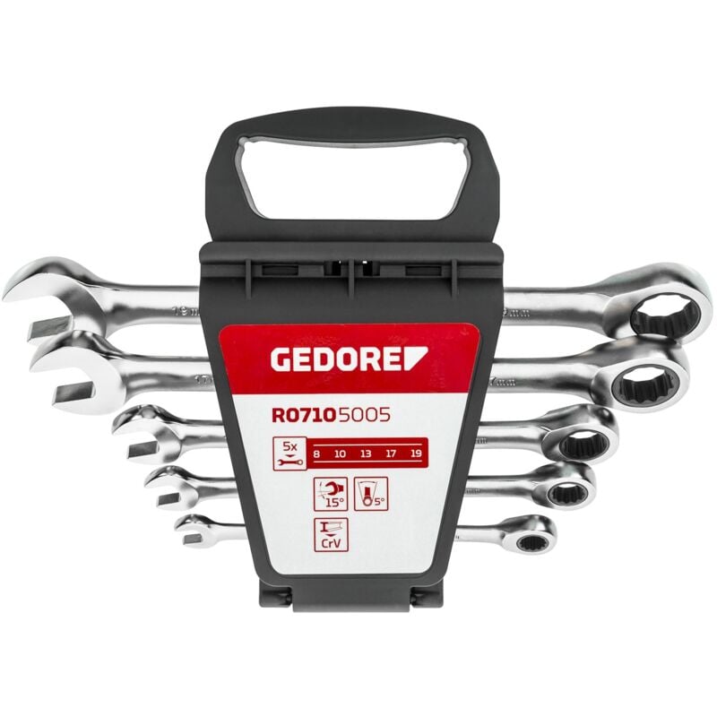 Gedore - red 3300849 - Jeu de mâchoires à cliquet à anneau SW8-19mm 5 pcs , R07105005
