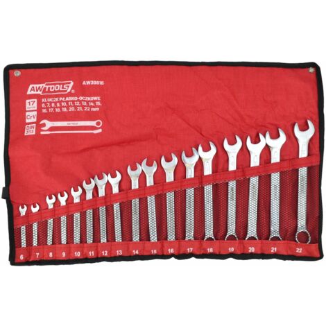Jeu de clés plates AWTOOLS 17 pièces 6 mm-22 mm