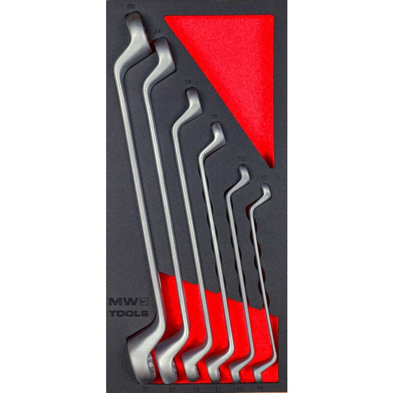 Jeu de clés polygonales 10x11 à 30x32mm 6 pièces module en mousse pour servante d'atelier Mw Tools MWDR10326
