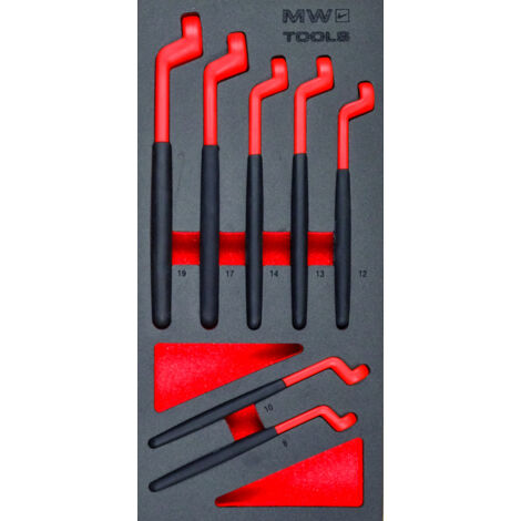 Jeu de clés polygonales 8-19 mm 7 pièces module en mousse pour servante d'atelier MW Tools MWERI8197