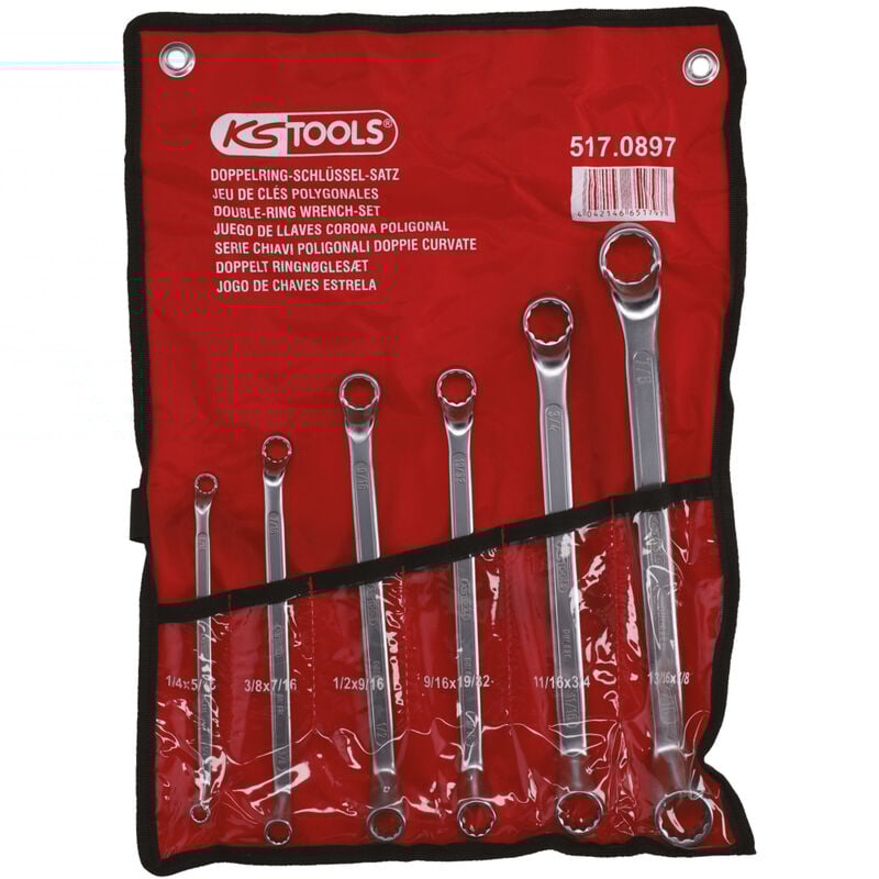 KS Tools - Jeu de 6 clés polygonales contre-coudées en pouces - 517.0897
