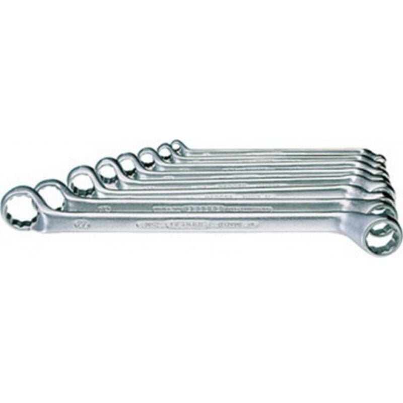 Jeu de clés polygonales doubles en pouces américains, anneau contre coudé, Quantité : 8 pièces