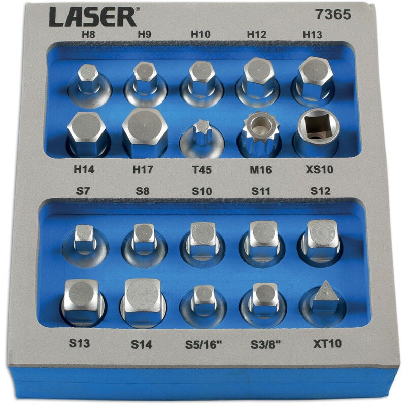 Laser Tools - jeu de cles pour bouchon de vidange a carre de 3/8 20 pieces