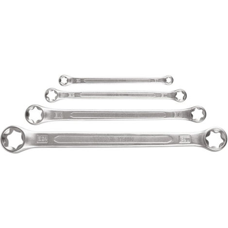 Jeu de cles torx plates oeil e6 x e8, e10 x e12, e14 x e18 et e20 x e24.