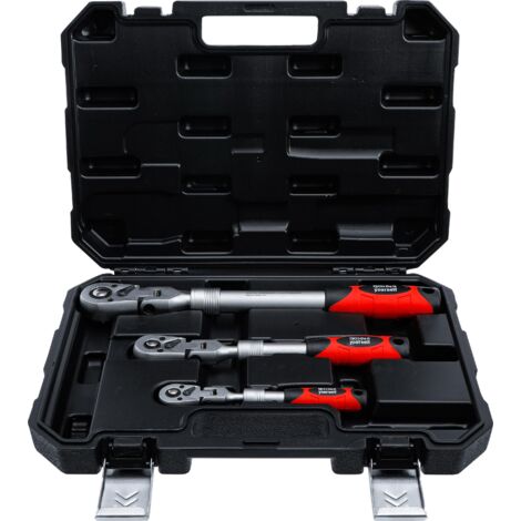 Jeu de cliquets  extensible, réversible  6,3 mm (1/4") - 10 mm (3/8") - 12,5 mm (1/2")  3 pièces