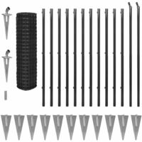 Jeu de clôture Euro avec piquets de sol 25 x 1,5 m Acier Gris