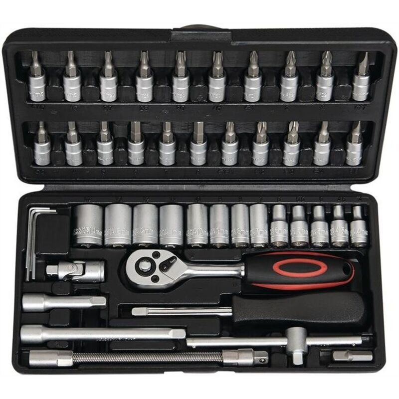 Jeu de clés à douille 45 pces 1/4″ sw 4-14 mm Nombre de dents 72 6-pans - S4000802099 - NOW