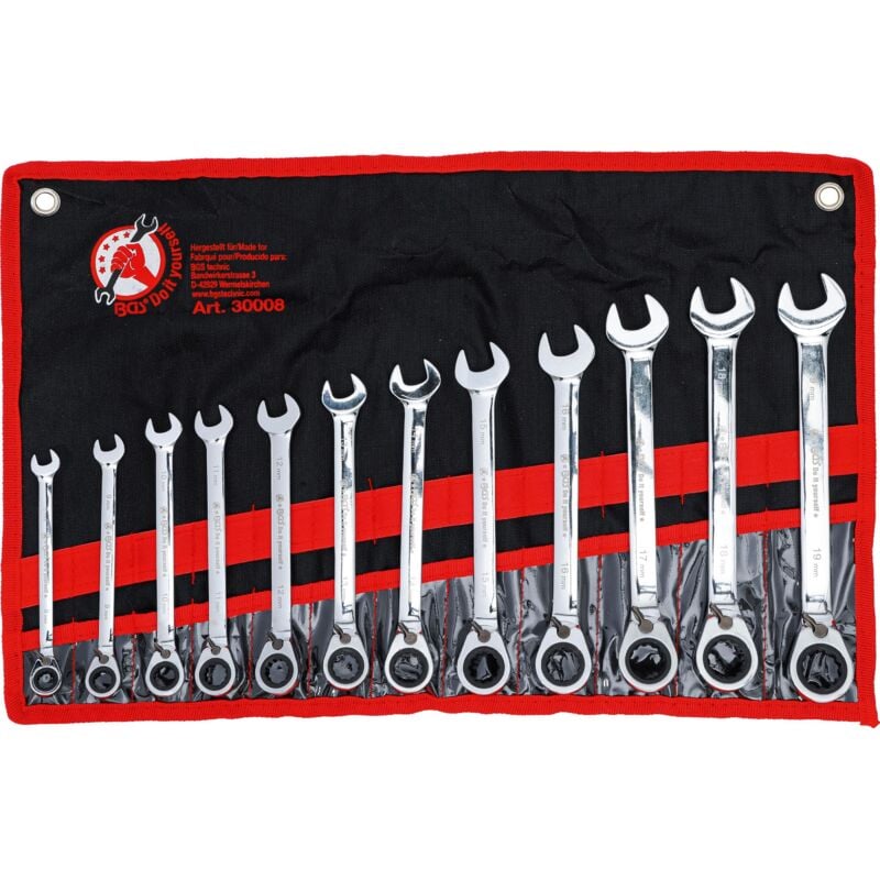 Bgs Technic - Jeu de clés mixtes à cliquet réversibles 8 - 19 mm 12 pièces