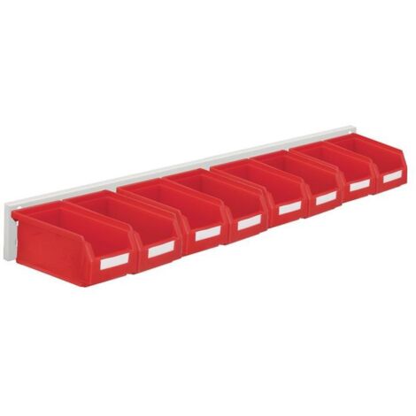 Jeu de coffres de stockage visible H100xL920xP180mm en acier/Polyéthylène, revêtement rouge brillant
