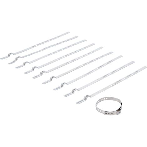 JEU DE COLLIERS POUR SOUFFLET D'ESSIEU ACIER INOXYDABLE 7 MM 20 - 50 MM 10 PIÈCES BGS 70327