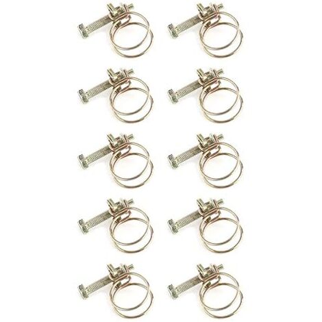 Jeu de Colliers Serrage Réglables pour Tuyau D'eau à Double Fil, zingué la Fixation Plomberie, 10 Pièces, Attaches Clamp/Holder Tube (19 mm (16-19)) -