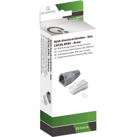 Jeu de connecteurs RJ-45-CAT 5e Quadrios 1906C173 RJ45 mâle, droit gris 25 pc(s) Q175122