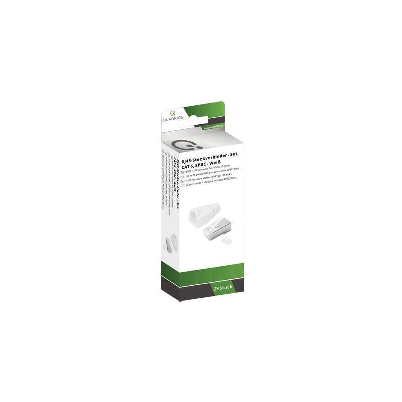 Quadrios - jeu de connecteurs RJ-45-CAT 6 1906C171 RJ45 mâle, droit blanc 25 pc(s)