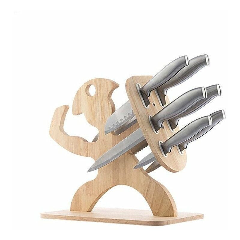 Northix - Ensemble de couteaux Spartan avec support en bois