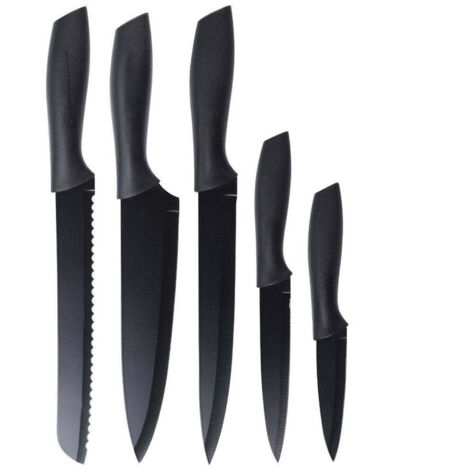 Jeu de couteaux de cuisine 5 pcs Acier Noir Excellent Houseware