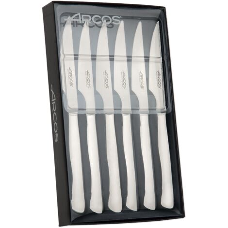 Jeu de couteaux Loins Arcos de Table 378200 monobloc d'une pièce d'acier inoxydable, lame de 11 cm en coffret cadeau de 6 pièces.