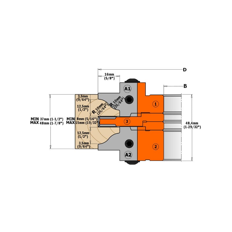 CMT - 695.015.A1 jeu de couteaux optionnels pour profils et contre-profils (A1) 25X30X2
