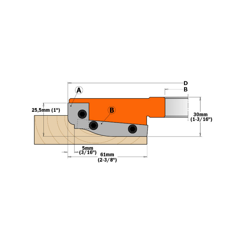 CMT - 695.013.A2 jeu de couteaux pour porte-outils plate bande doucine (A2) 60X11,9X1,5