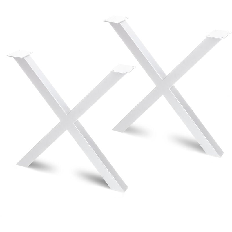 Emuca - Jeu de pieds Cross pour table, largeur 695mm, Acier, Peint en blanc